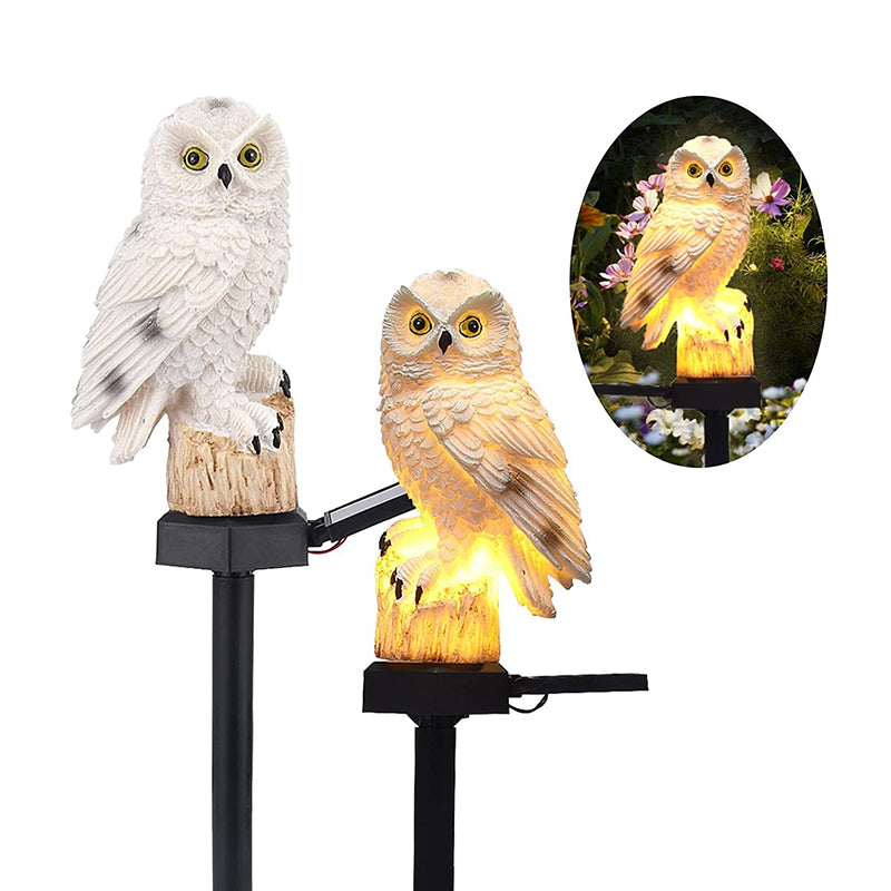 Set 2 x Lampa Solara De Gradina In Forma De Bufnita, IP65, Senzor De Lumina, 15 x 45 cm