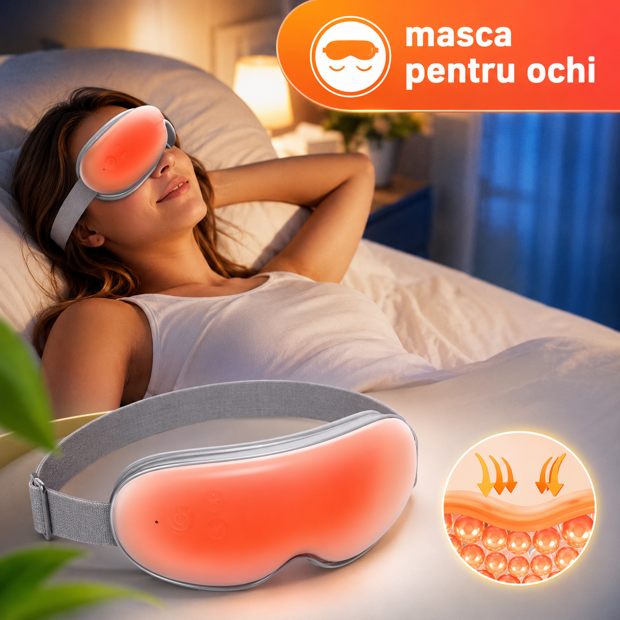 Masca pentru Ochi cu Incalzire si Masaj, 4 Moduri, Compresie cu Aer, Vibratii si Muzica Bluetooth