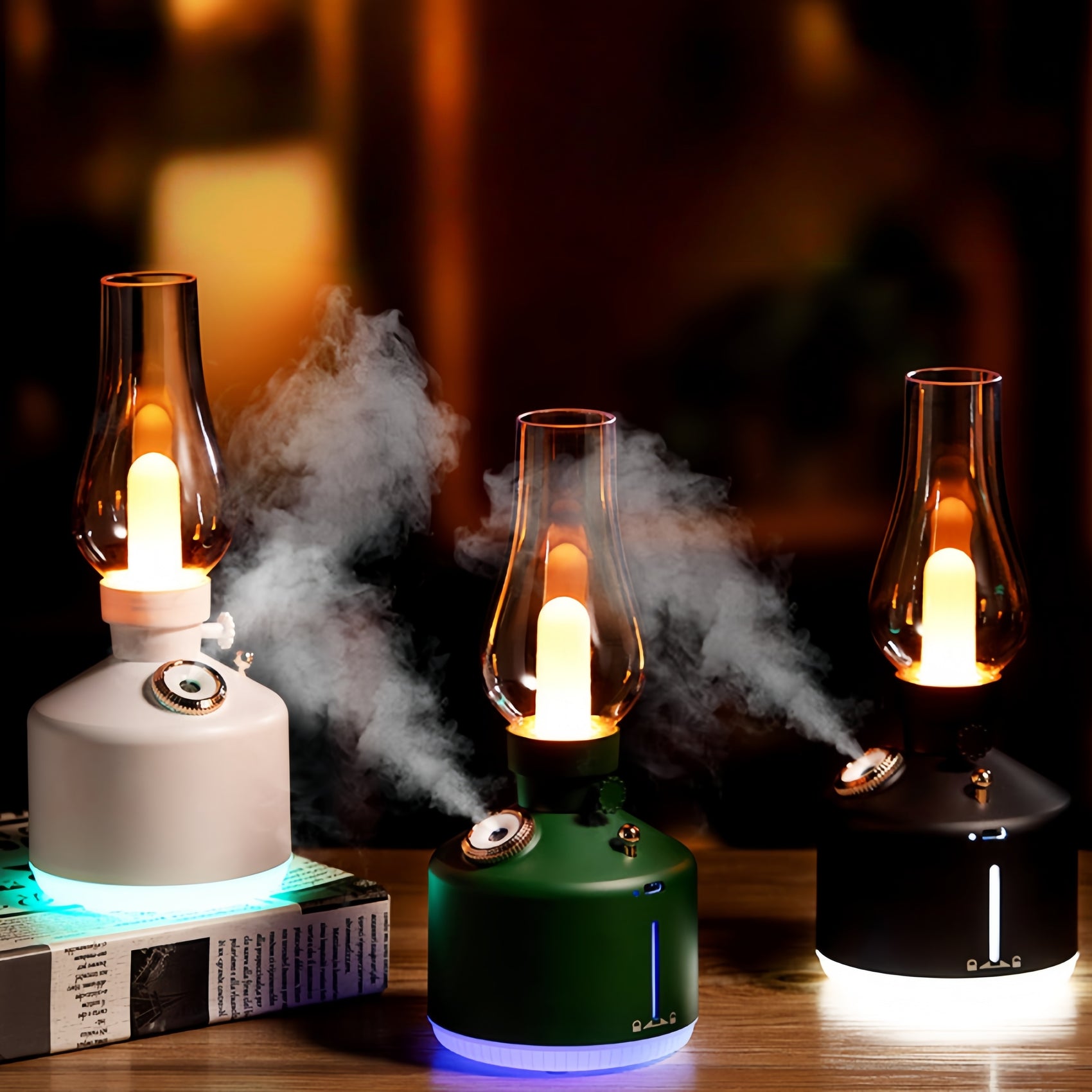 Difuzor de Aroma Tip Lampa Retro, Umidificator cu Ceata Rece, 7 Culori LED, Reincarcabil, Diverse Culori