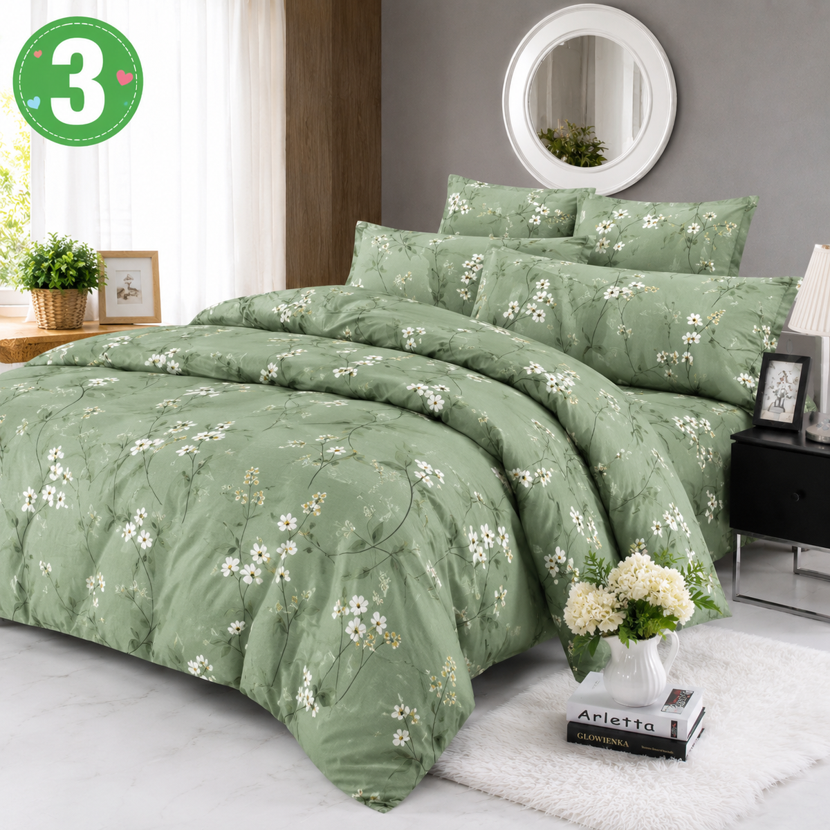 Lenjerie de Pat Finet, Set 4 Piese, Material Moale, Diverse Modele si Culori - 3