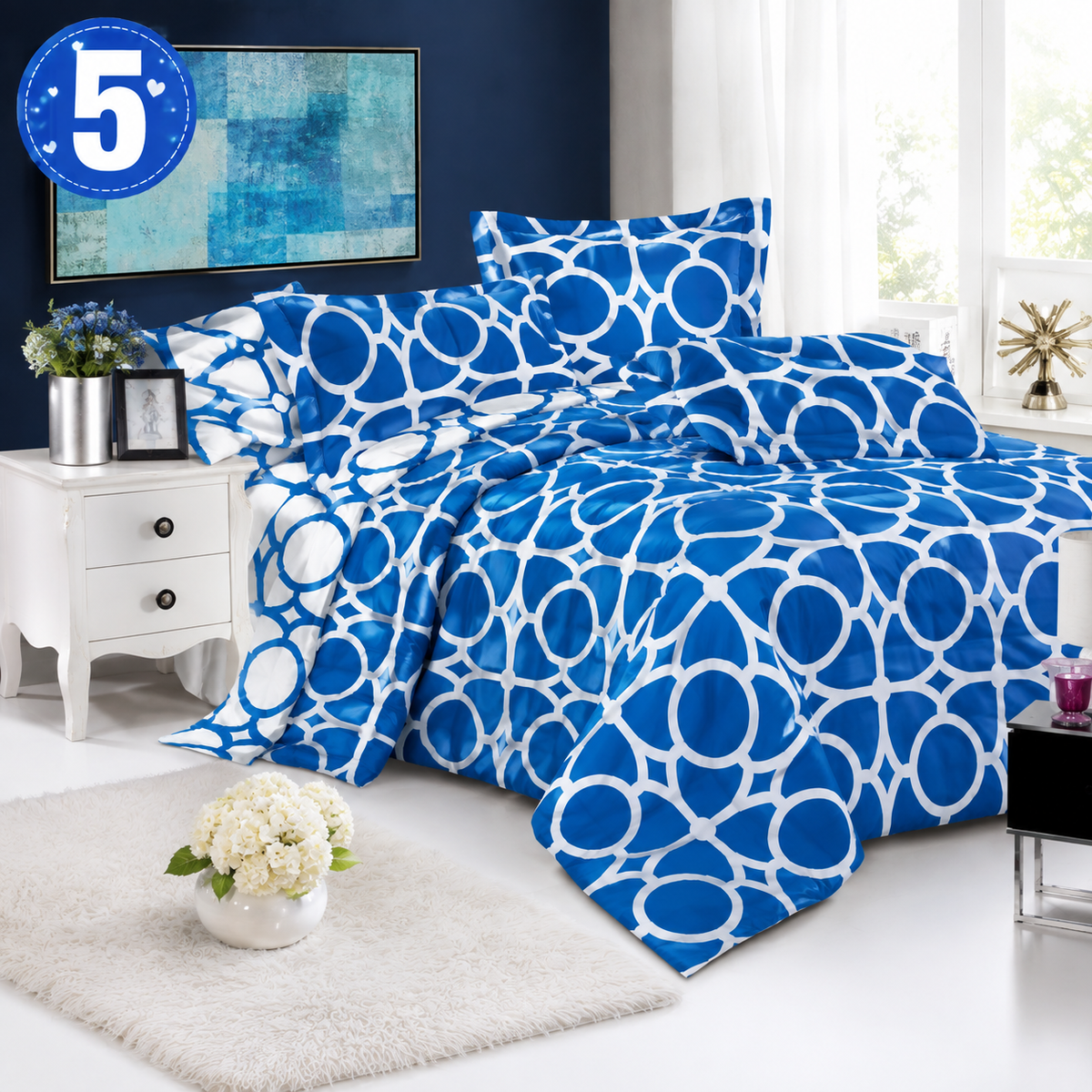 Lenjerie de Pat Finet, Set 4 Piese, Material Moale, Diverse Modele si Culori - 5