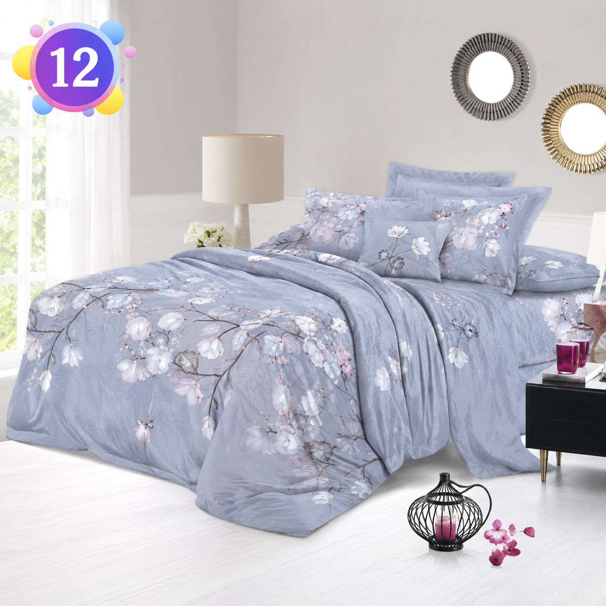Lenjerie de Pat Finet, Set 4 Piese, Material Moale, Diverse Modele si Culori - 12