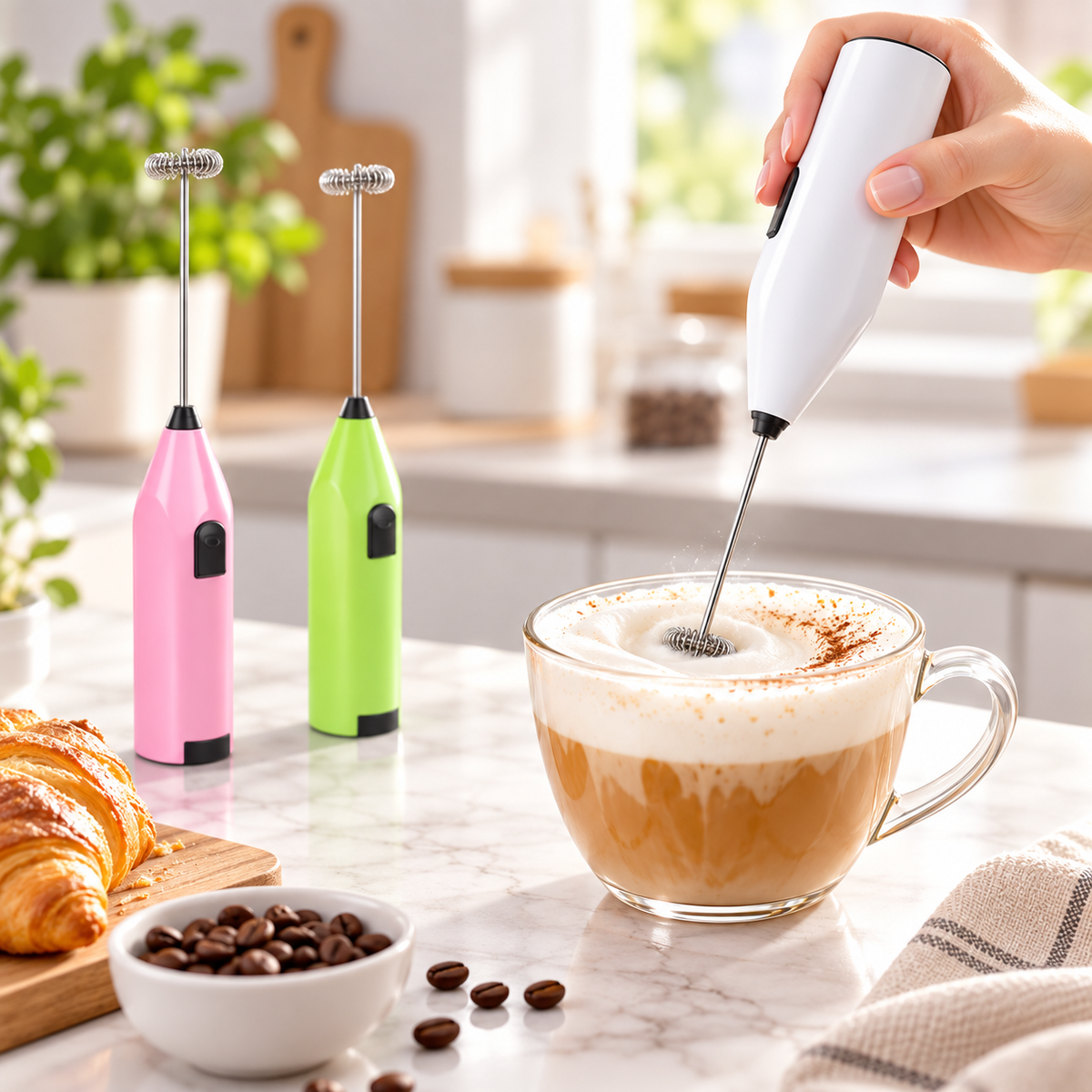 Mixer Electric Mini pentru Oua si Spumarea Laptelui, Portabil, Compact, Usor de Curatat, Diverse Culori