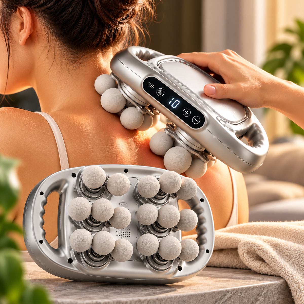 Aparat de Masaj Corporal cu 18 Capete, Vibratii de Inalta Frecventa, Acumulator Reincarcabil