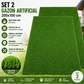 Set 2 x Gazon Artificial 200x100 cm, Inaltime 25 mm, Cu Drenaj, Verde Natural, Montaj Usor