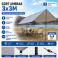 Cort Umbrar 3x3m Impermeabil Cu Protectie UV UPF50+, 2 Stalpi Metalici, Gri