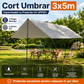 Cort Umbrar 3x5m Impermeabil Cu Protectie UV UPF50+, 2 Stalpi Metalici, Gri