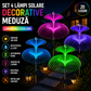 Set 4 x Lampi Solare Decorative Meduza cu Lumina Multicolora, IP65 Rezistente la Apa, Panou Solar si 8 Moduri Iluminare pentru Gradina si Curte