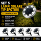 Set 5 x Lampi Solare Tip Spoturi cu 8 LED Lumina Alba Rece, Rezistente la Apa, Senzor Automat Zi Noapte, Iluminat Exterior pentru Gradina si Alei