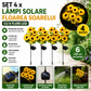 Set 4 X Lampi Solare Floarea Soarelui Cu 6 Flori LED Fiecare, Iluminare Automata, Alimentare Solara, Rezistente La Apa, Decor Gradina Exterior