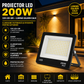 Proiector LED 200W cu 120 LED-uri, Lumina Galben Cald, Putere Mare pentru Exterior si Interior – Ideal pentru Curti, Garaje, Hala si Fatade Comerciale