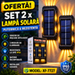 Set 2 x Lampi Solare de Perete cu 16 LED-uri, Iluminare Sus si Jos, Protectie IP65, Incarcare Automata si Baterie 2000 mAh