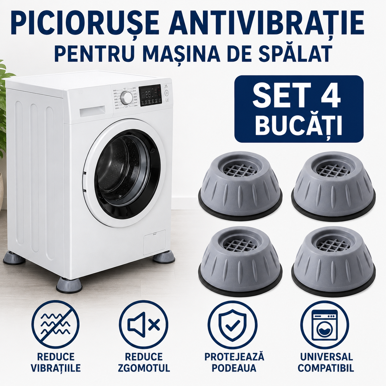 Picioruse Antivibratie Pentru Masina de Spalat, 4 bucati
