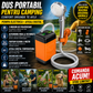 Dus Portabil pentru Camping cu Pompa Electrica si Afisaj Digital, 3 Moduri de Pulverizare, Autonomie Pana La 110 Minute, Furtun 2 m si Accesorii Complete