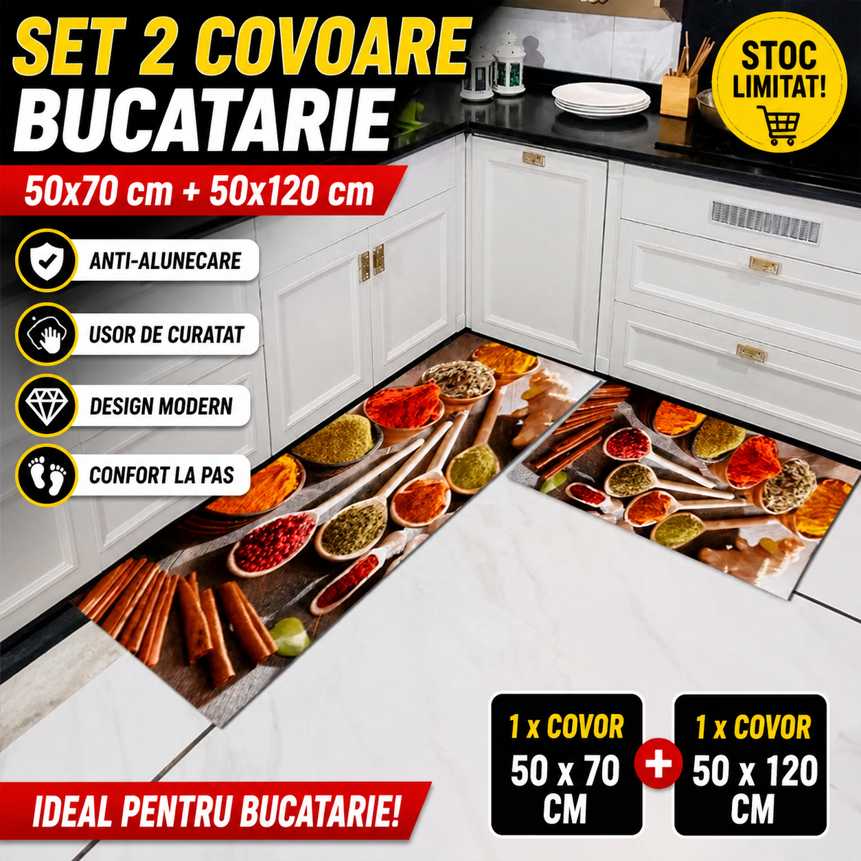 Set 2 x Covor pentru Bucatarie - Model Maroc