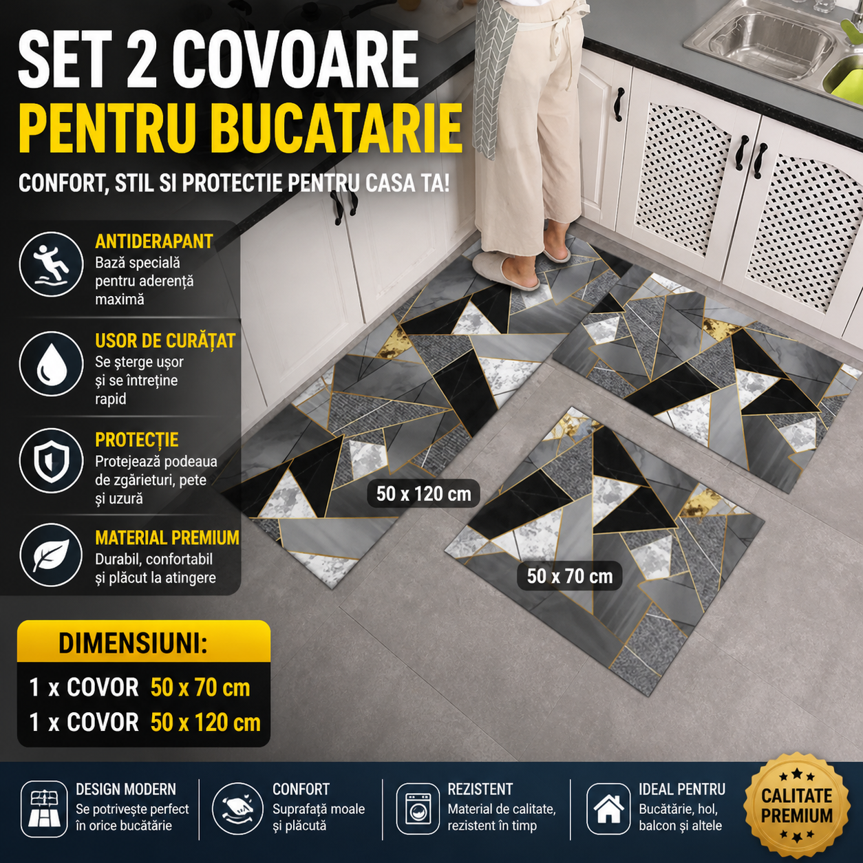 Set 2 x Covor pentru Bucatarie - Model Kobe