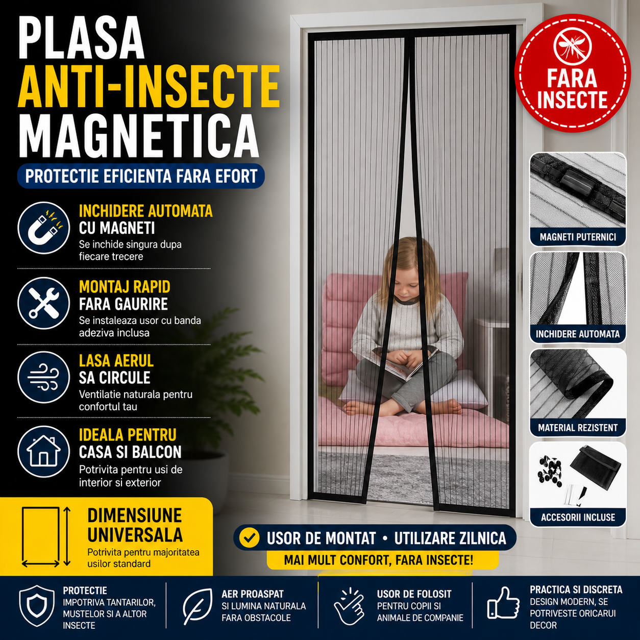 Perdea magnetica anti-insecte