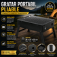 Gratar Portabil Pliabil pe Carbuni din Metal Negru, Tava Cromata, Compact si Usor de Transportat