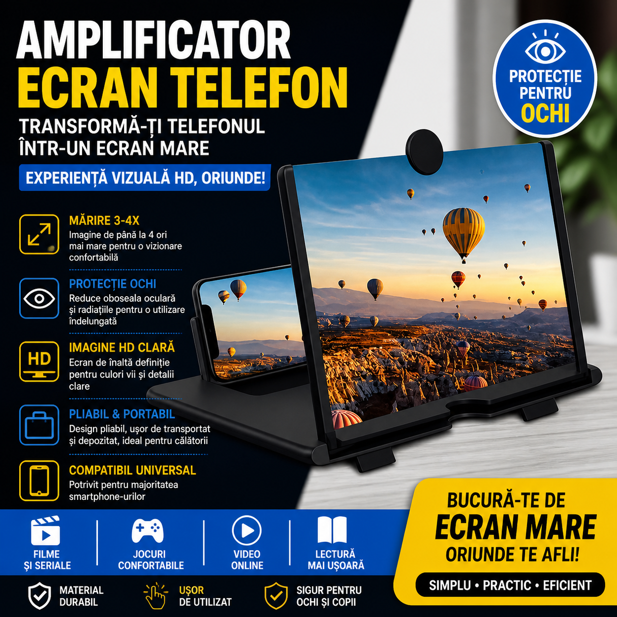 Ecran lupa cu efect 3D pentru telefoanele mobile