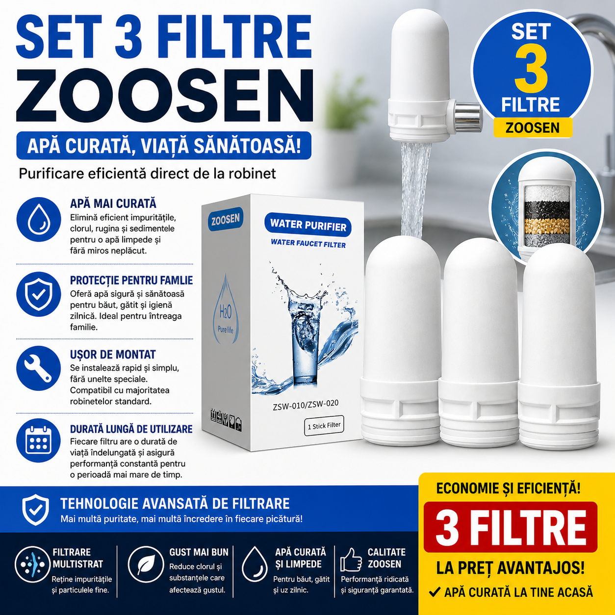 Set 3 filtre Zoosen