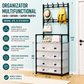 Organizator Cuier Cu Suport Pantofi 169x35x57 Cm Structura Metalica Sertare Textile Depozitare Multifunctionala Pentru Hol Si Dormitor