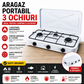 Aragaz Portabil cu 3 Arzatoare, 5.4 kW, din Otel Inoxidabil, Aprindere Manuala, Ideal Pentru Casa, Bucatarie de Vara si Spatii Comerciale BAS