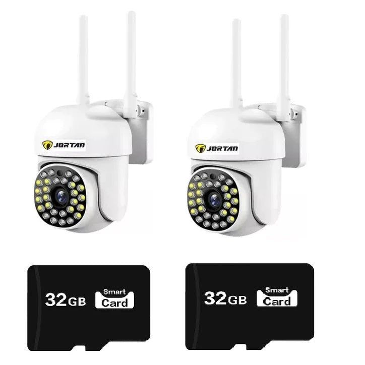 Set 2 x Camere de Supraveghere Video, 32 Leduri, Rotative, Infrarosu, Rezistanta la apa + 2 carduri 32GB