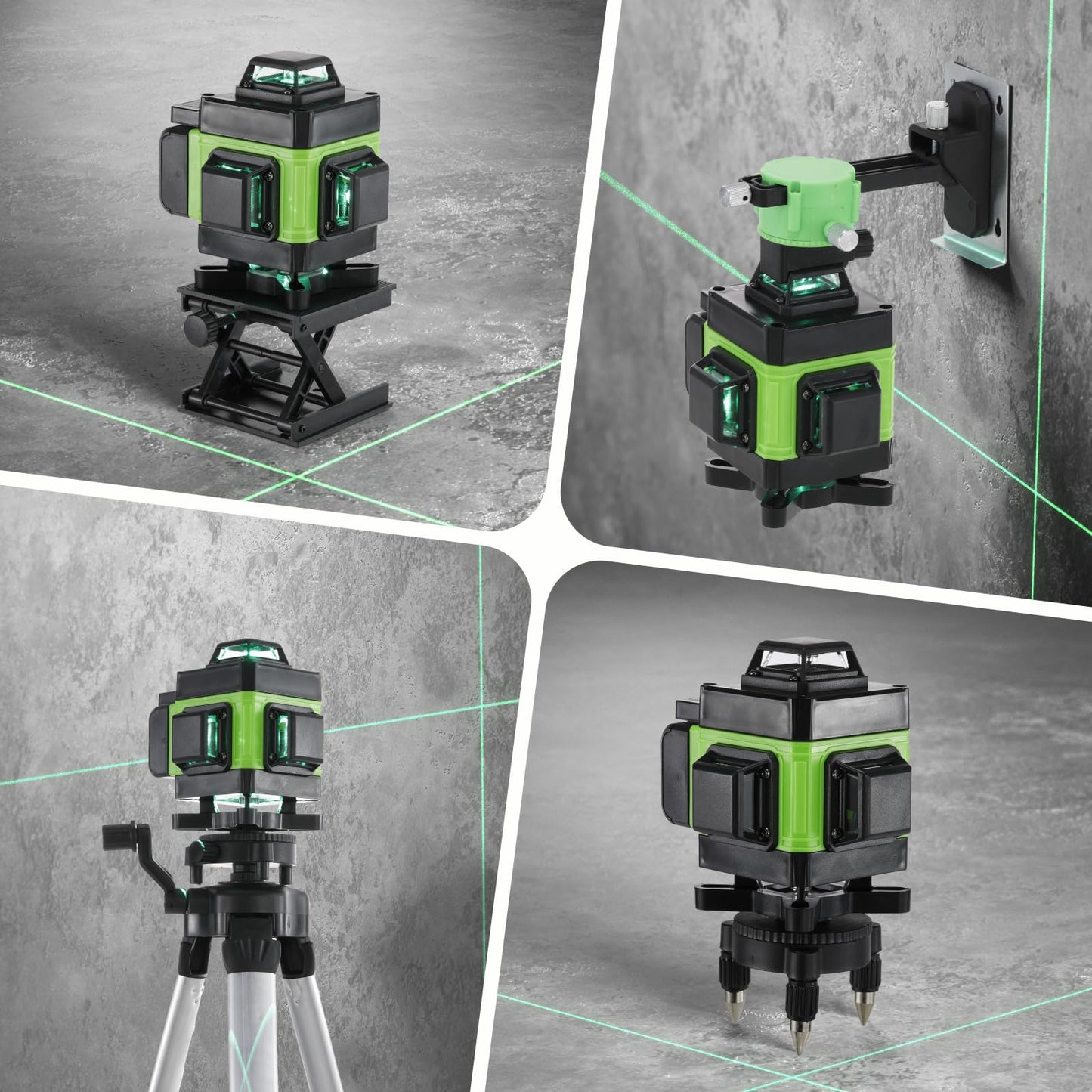 Nivela Laser 4D Profesionala Verde cu 16 Linii + Trepied, 2 Baterii, Telecomanda si Valiza de Transport – Instrument de Nivelatie, Renovari si Aliniere Precisa!