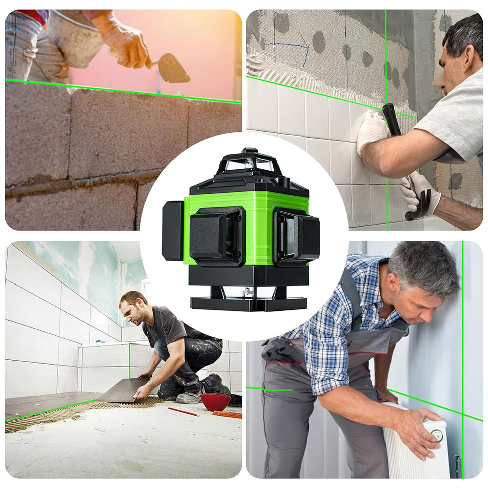 Nivela Laser 4D Profesionala Verde cu 16 Linii + Trepied, 2 Baterii, Telecomanda si Valiza de Transport – Instrument de Nivelatie, Renovari si Aliniere Precisa!