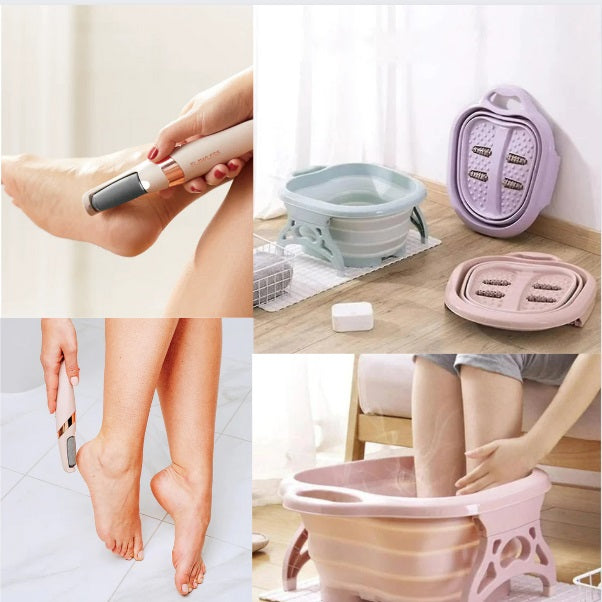 Cadita Pliabila Pentru Pedichiura, Foot Spa + Pila Electrica Pentru Calcaie, BeautyFeet