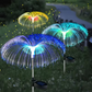 Set 4 x Lampa solara tip meduza, fibra optica LED RGB, 60 cm, rezistenta la apa