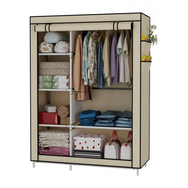 Lichidare de Stoc ! Dulap de Haine Din Panza cu Schelet Metalic, Inchidere cu Fermoar Vertical, Cadrul Stabil 105 x 45 x 175 cm