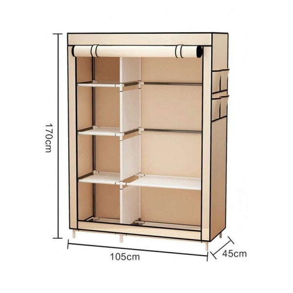 Lichidare de Stoc ! Dulap de Haine Din Panza cu Schelet Metalic, Inchidere cu Fermoar Vertical, Cadrul Stabil 105 x 45 x 175 cm