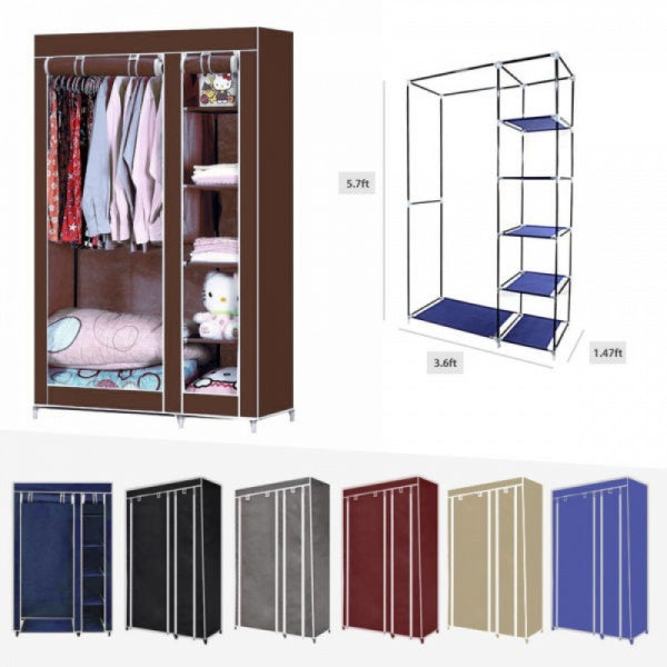 Lichidare de Stoc ! Dulap de Haine Din Panza cu Schelet Metalic, Inchidere cu Fermoar Vertical, Cadrul Stabil 105 x 45 x 175 cm